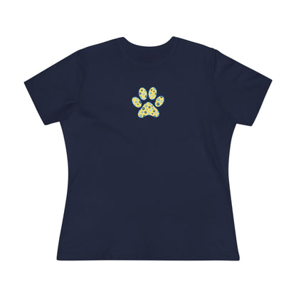 Women's PawPrint Yellow and Blue Tee