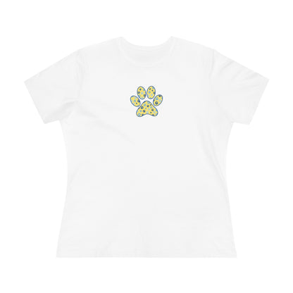 Women's PawPrint Yellow and Blue Tee