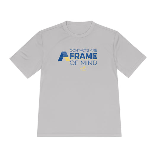 Contacts are A-Frame of Mind Unisex Sport-Tek Short Sleeve Tee