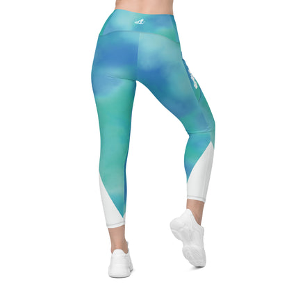 Basic Ocean Blue Leggings with PawPrint pockets