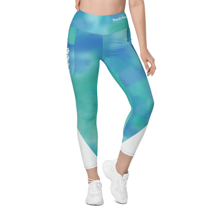 Basic Ocean Blue Leggings with PawPrint pockets