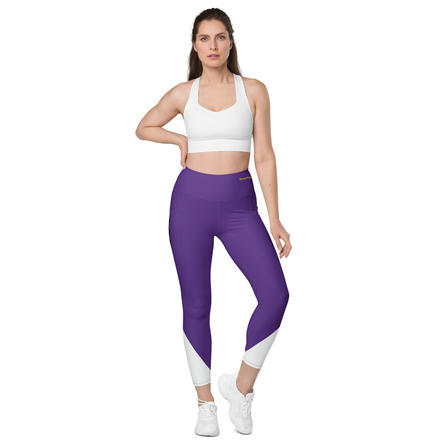 Basic Purple and white Leggings with pockets and Pawprints