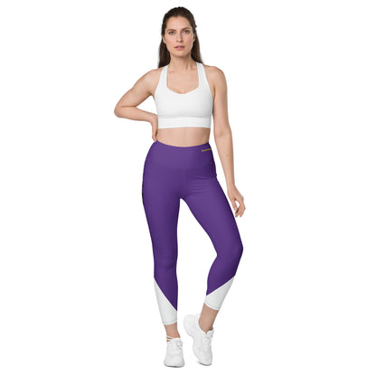 Basic Purple and white Leggings with pockets and Pawprints