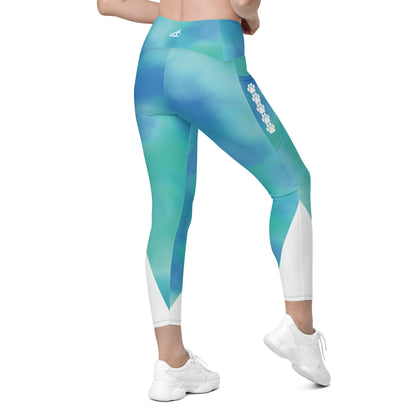 Basic Ocean Blue Leggings with PawPrint pockets