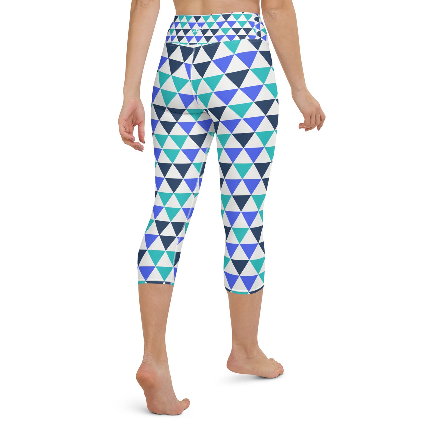 Basic Blue and Teal geometric Capri Leggings