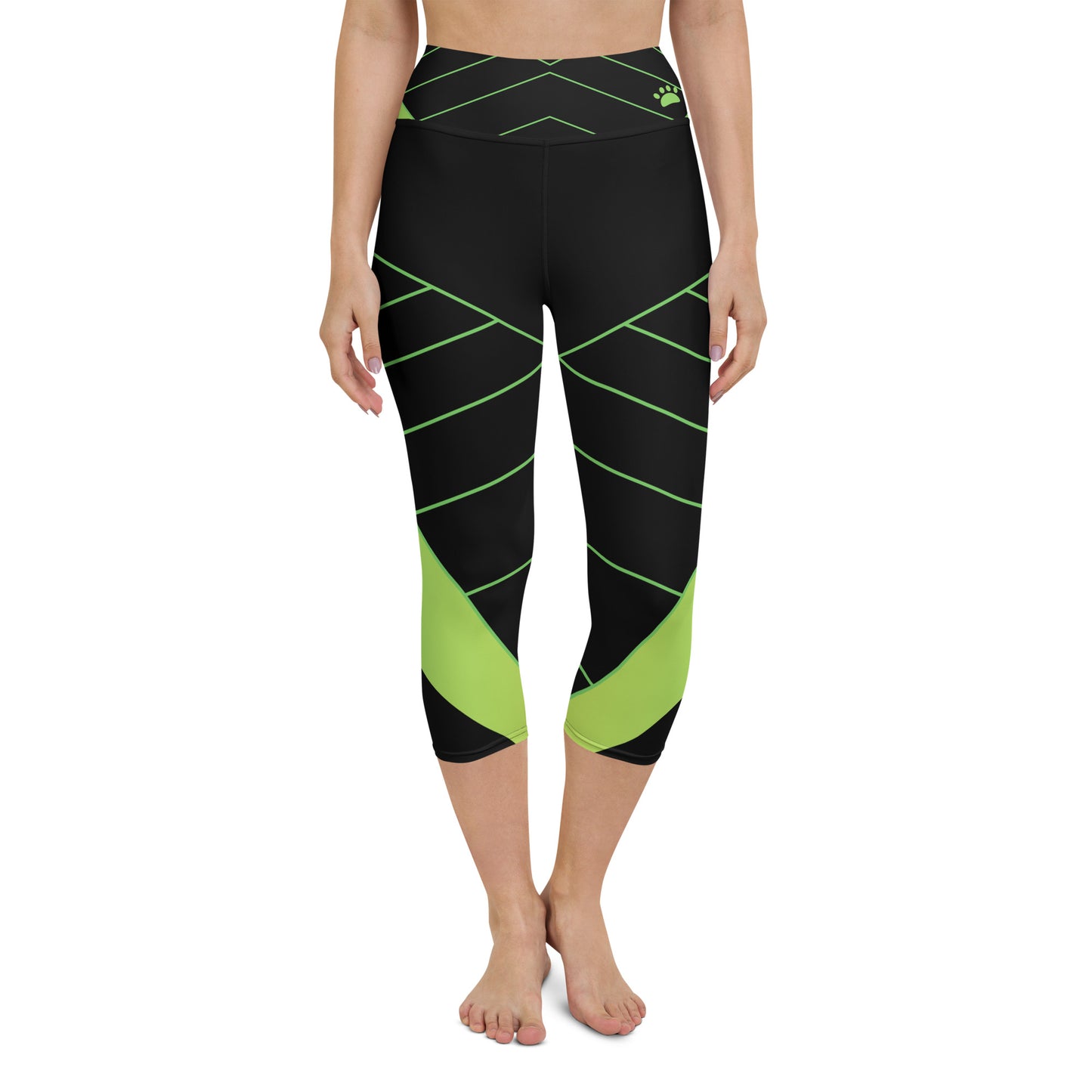 Basic Green Geometric Capri Leggings