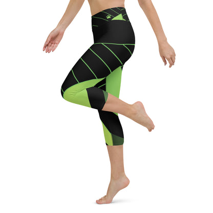 Basic Green Geometric Capri Leggings