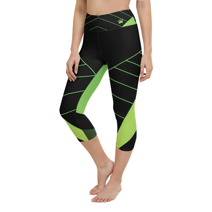 Basic Green Geometric Capri Leggings